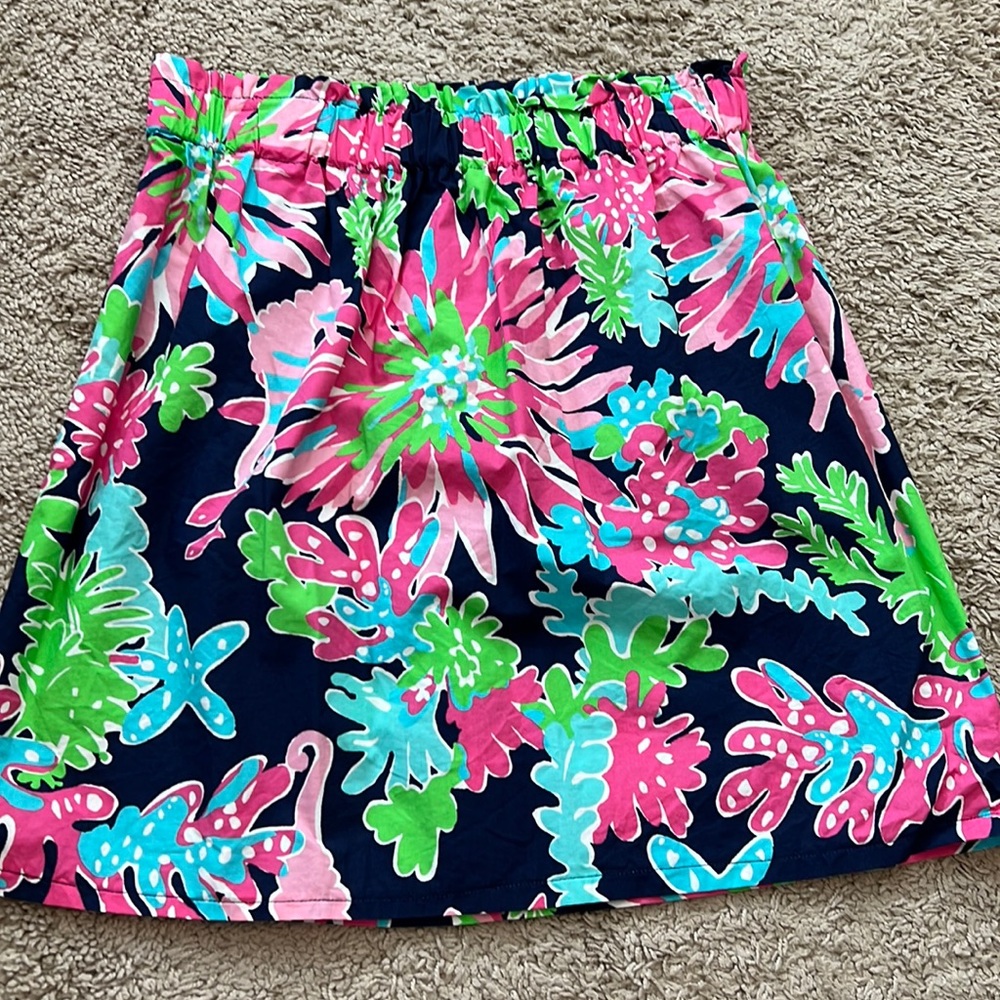 Unique custom hand made navy Trippin n sippin elastic band mini unlined skirt